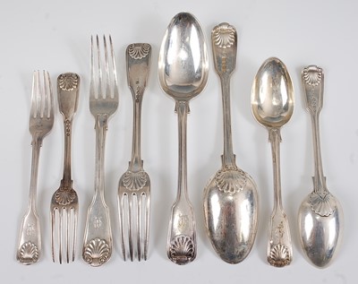 Lot 1162 - A circa 1830 silver harlequin cutlery suite,...