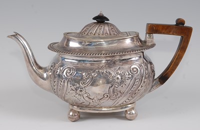 Lot 1123 - A late Victorian silver teapot,  of oval bombe...