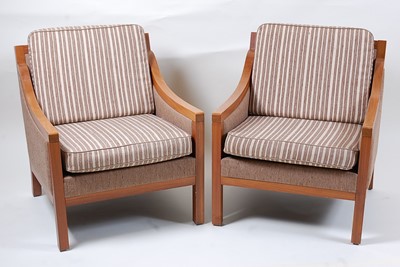 Lot 328 - A pair of 1960s Danish hardwood armchairs, ...