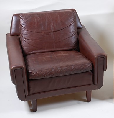 Lot 329 - A 1960s Danish tan leather lounge chair,...