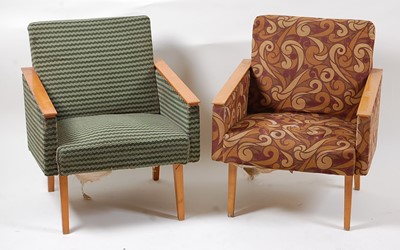 Lot 321 - A pair of 1960s beech framed and upholstered...