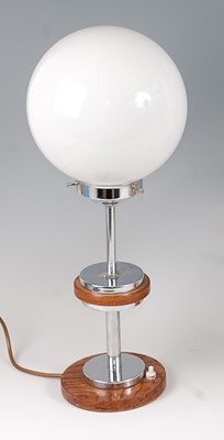 Lot 138 - An Art Deco walnut and chrome table lamp,...