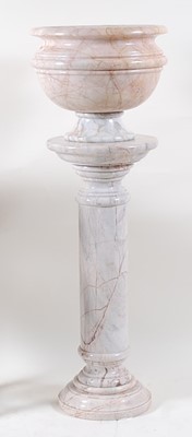 Lot 1546 - A contemporary veined white marble pedestal...