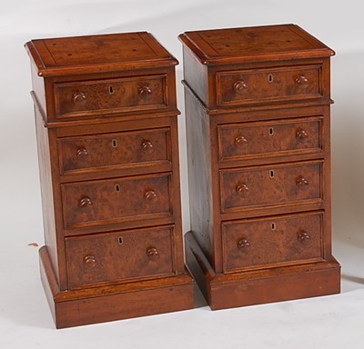 Lot 1557 - A pair of yew wood topped and fronted bedside...