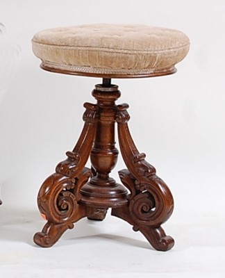 Lot 1510 - A late Victorian walnut music stool,  having...