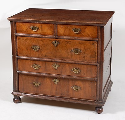 Lot 1528 - A circa 1700 oak and walnut fronted chest,  of...