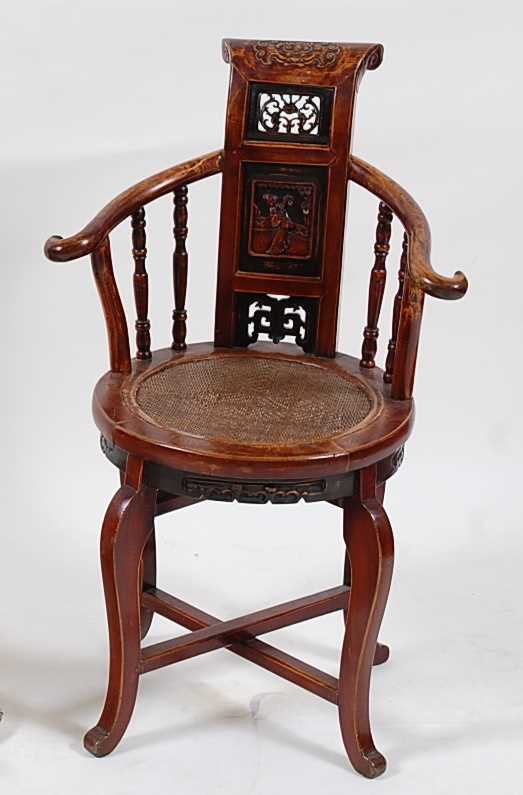 Lot 1361 - A circa 1900 Chinese stained hardwood yoke...