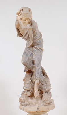 Lot 1548 - A circa 1900 Italian carved alabaster figure...