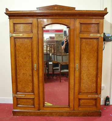 Lot 1550 - A late Victorian oak, walnut, and burr walnut...