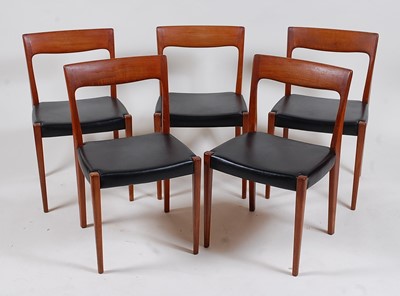 Lot 343 - A set of five 1960s Swedish teak dining chairs...