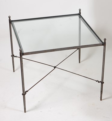 Lot 358 - A contemporary burnished steel low square...