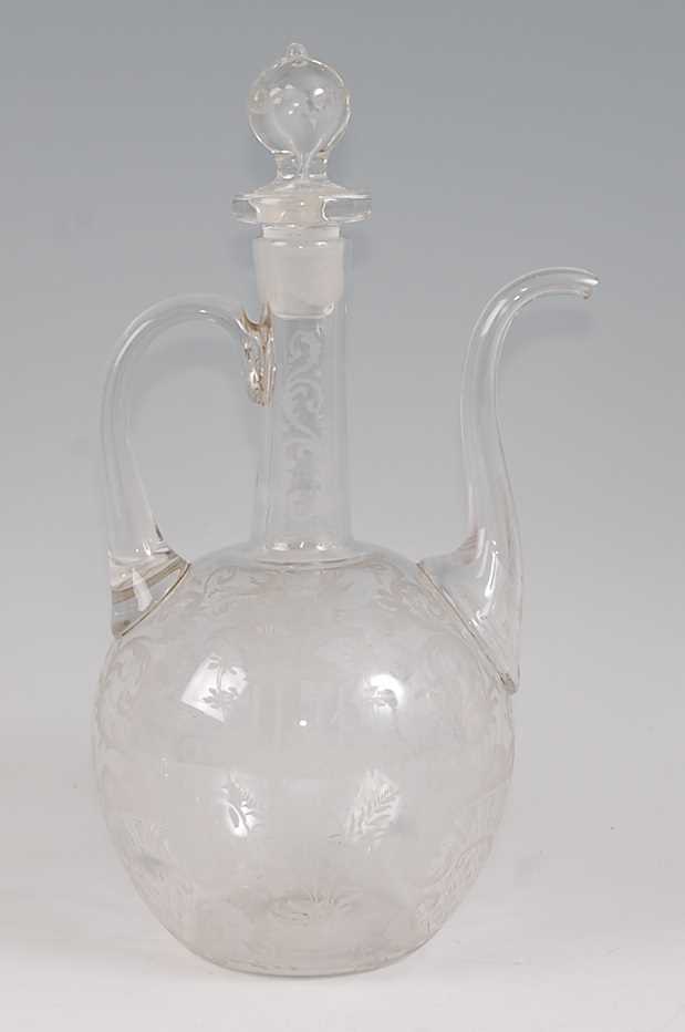 Lot 33 - An Ottoman Empire style glass ewer and stopper,...