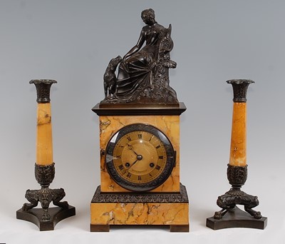 Lot 1489 - A 19th century French bronze and marble...