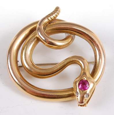 Lot 1202 - An early 20th century yellow metal snake...