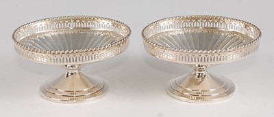 Lot 107 - A pair of Art Deco silver footed circular...