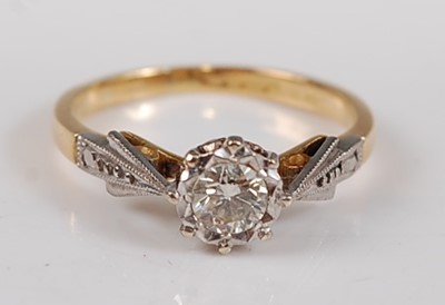Lot 2598 - An 18ct and platinum diamond single stone ring,...