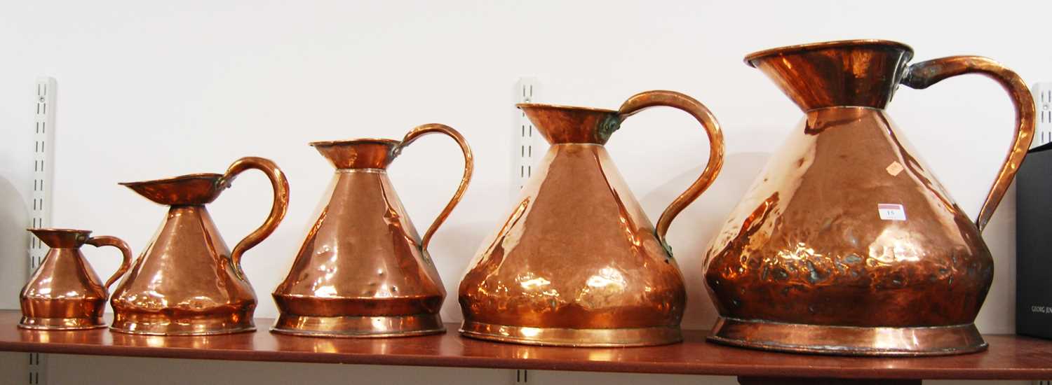 Lot 15 - A set of five 19th century graduated copper...