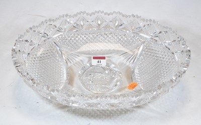 Lot 41 - A 19th century cut lead glass oval bowl, with...