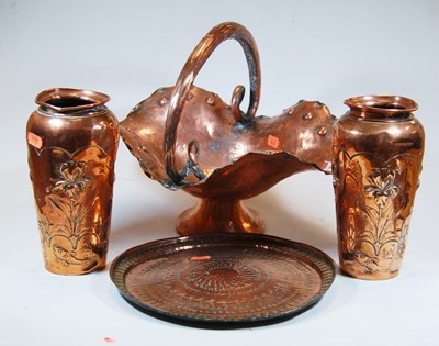 Lot 58 - A pair of early 20th century copper vases,...