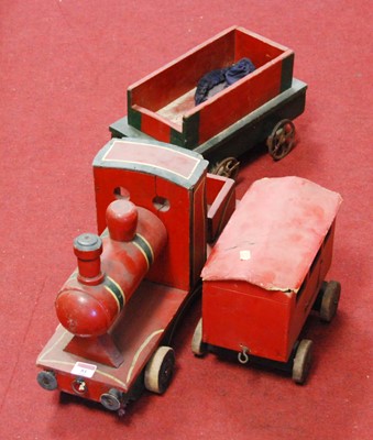 Lot 81 - A child's model train, painted in red and...