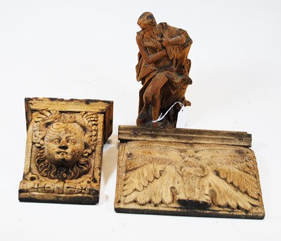 Lot 92 - A 19th century carved oak bracket, decorated...
