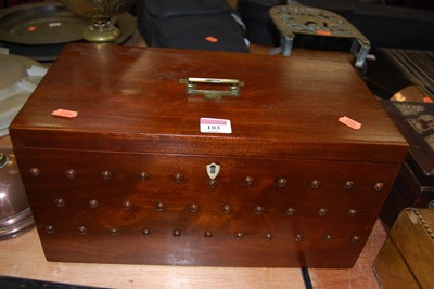 Lot 103 - A 19th century studded mahogany apothecary box,...