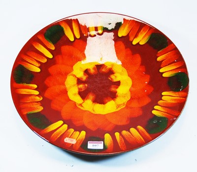 Lot 107 - A Poole Pottery 'Volcano' pattern charger,...