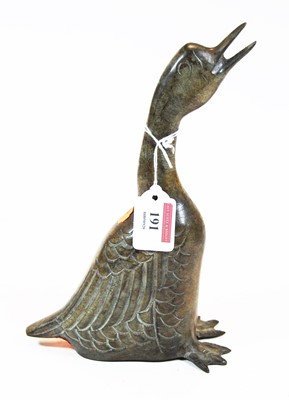 Lot 191 - A contemporary bronze bird having incised...