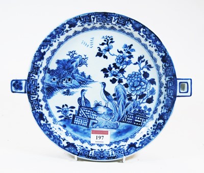 Lot 197 - A Chinese export blue & white warming plate...