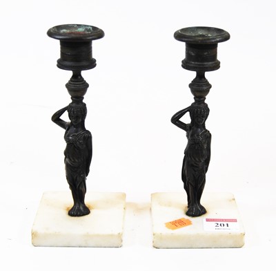 Lot 201 - A pair of circa 1900 Egyptian Revival bronze...