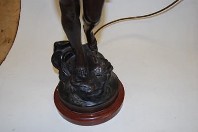 Lot 134 - After Moreau - a spelter figural table lamp in...
