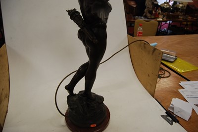 Lot 134 - After Moreau - a spelter figural table lamp in...
