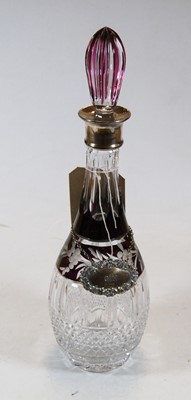 Lot 213 - A ruby flash overlaid decanter and stopper...