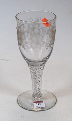 Lot 215 - A Victorian oversize wine glass, the bowl acid...