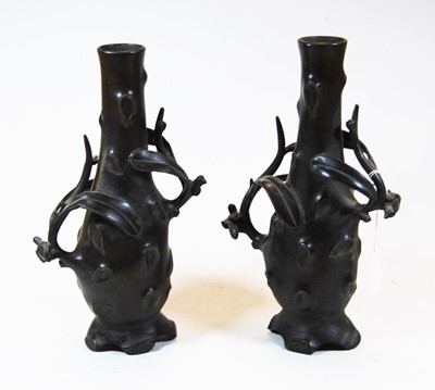 Lot 216 - A pair of oriental bronze vases,...