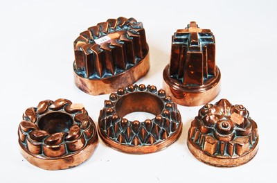 Lot 143 - A Victorian copper castle-top jelly mould by...