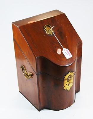 Lot 144 - A George III mahogany knife box, of serpentine...