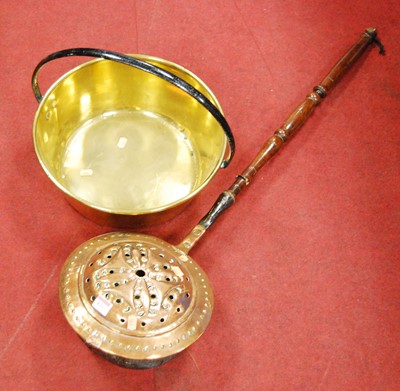 Lot 175 - A late 19th century brass preserve pan, with...
