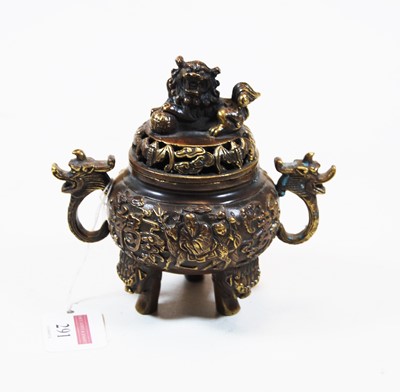 Lot 291 - A Chinese bronzed metal koro and cover, the...