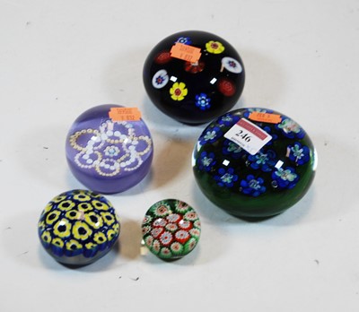 Lot 246 - Five various glass paperweights, to include...