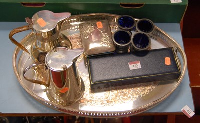 Lot 273 - Assorted plated wares to include gallery tray,...