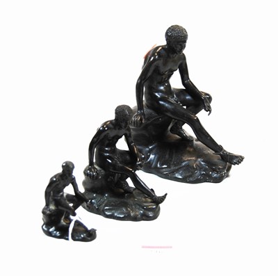 Lot 236 - After Rodin - a graduated set of three bronze...