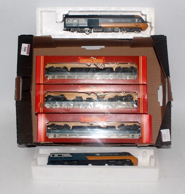 Lot 588 - Hornby 3 car HST in BR blue/grey and 5 BR MKII...