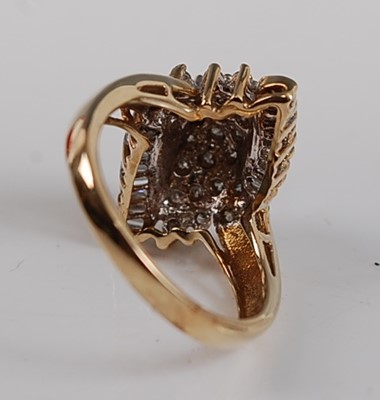 Lot 2580 - A 9ct yellow gold diamond marquise shaped...