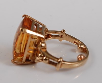 Lot 2614 - A 9ct yellow gold citrine dress ring, the...