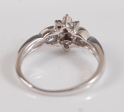 Lot 2513 - A white metal diamond marquise shaped cluster...