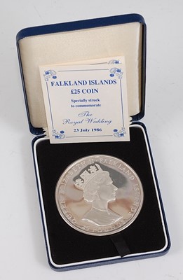 Lot 2058 - Falkland Islands, 1986 £25 silver proof coin...