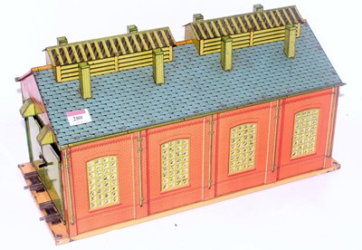 Lot 280 - A Hornby No. 2 clockwork engine shed in good...