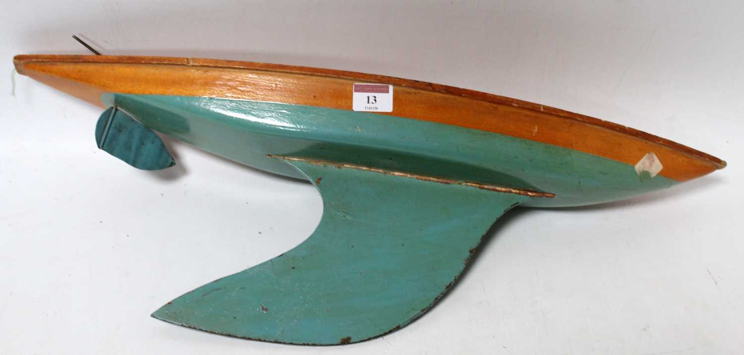 Lot 13 - Bowman wooden yacht hull, polished deck,...