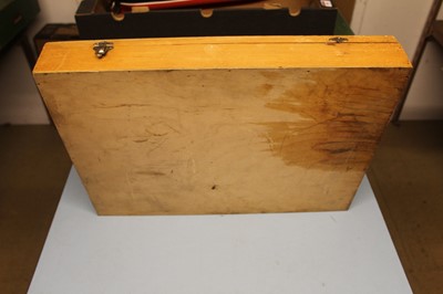 Lot 174 - Large box containing 5 empty wooden Meccano or...